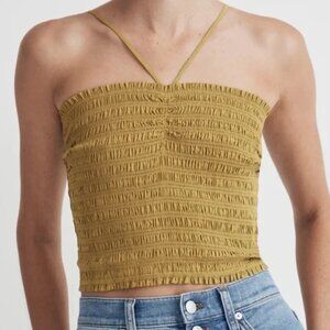 MADEWELL - Cotton Smocked Crop Halter Top (XS)